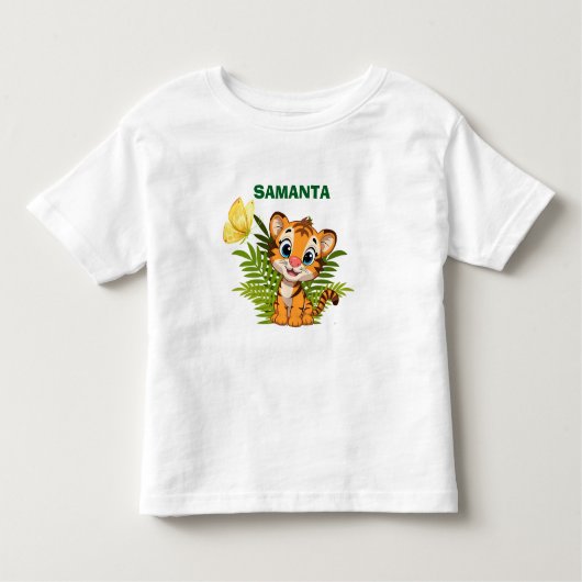 小さな虎と蝶の幼児用Tシャツをパーソナライズしよう トドラーTシャツ (正面)