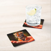 小さな虎 スクエアペーパーコースター (インサイチュ)