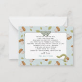 小さな虫きのこの子の赤ちゃんシャワー ノートカード (裏面)