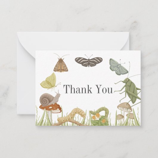 小さな虫きのこの子の赤ちゃんシャワー ノートカード (正面)