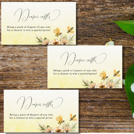 小さな蜂おむつラッフルベビーシャワー エンクロージャーカード