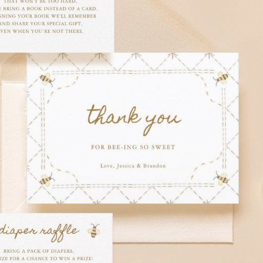 小さな蜂の赤ちゃんシャワー サンキューカード