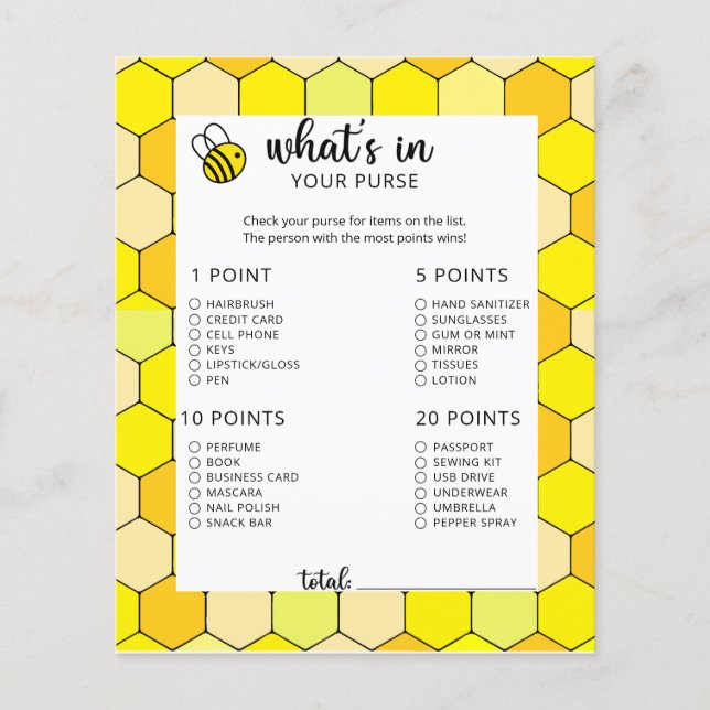 小さな蜂の鳴き声あなたの財布の赤ちゃんシャワーゲームで (正面)