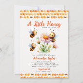 小さな蜂蜜かわいいハチ野生の花の赤ちゃん女の子シャワー 招待状 (正面)