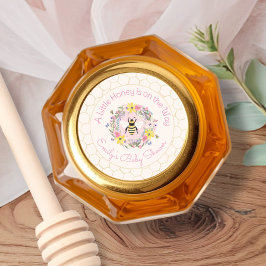 小さな蜂蜜がやってくる ピンクのベビーシャワー ラウンドシール