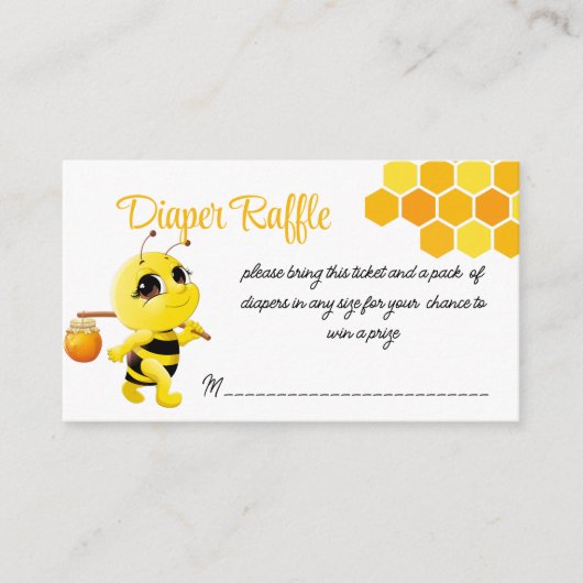 小さな蜂蜜の方法ミツバチの赤ちゃんシャワーおむつラッフル エンクロージャーカード (正面)