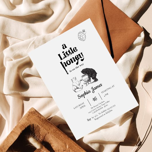 小さな蜂蜜の白黒は赤ちゃんシャワーを持つ 招待状