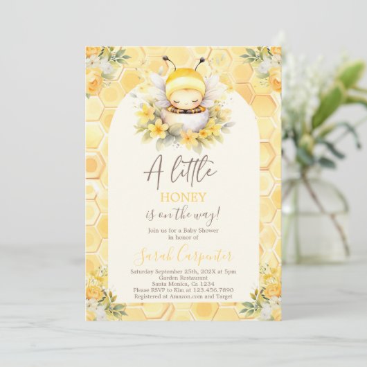 小さな蜂蜜の赤ちゃんシャワー招待状 招待状 (スタンド正面)