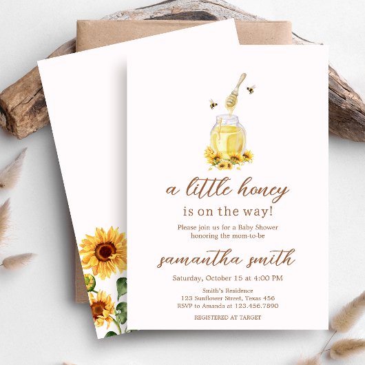 小さな蜂蜜の赤ちゃんシャワー 招待状