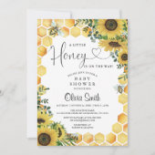 小さな蜂蜜の赤ちゃん男女兼用のシャワーを浴びる 招待状 (正面)