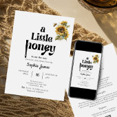 小さな蜂蜜の赤ん坊シャワー水色ひまわり 招待状