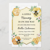 小さな蜂蜜は赤ん坊のシャワーの途中にある 招待状 (正面/裏面)