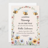 小さな蜂蜜は赤ん坊のシャワーの途中にある 招待状 (正面/裏面)