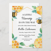 小さな蜂蜜は赤ん坊のシャワーの途中にある 招待状 (正面/裏面)