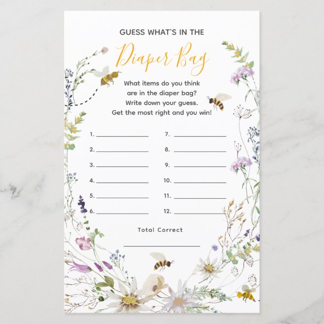 小さな蜂蜜ビーワイルドフラワーおむつバッグ (正面)