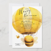 小さな蜂蜜ミツバチ熱い気球の赤ちゃんシャワー 招待状 (正面)