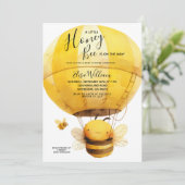 小さな蜂蜜ミツバチ熱い気球の赤ちゃんシャワー 招待状 (スタンド正面)