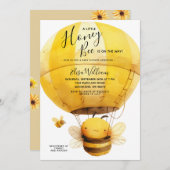 小さな蜂蜜ミツバチ熱い気球の赤ちゃんシャワー 招待状 (正面/裏面)