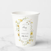小さな蜂蜜黄色の野生の花赤ちゃんシャワー 紙コップ (正面)