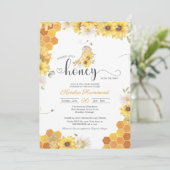 小さな蜂蜜、お母さんミツバチひまわり赤ちゃんシャワー  招待状 (スタンド正面)