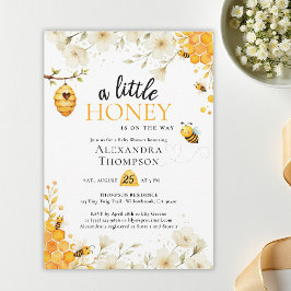 小さな蜂蜜 フラワール ウォーターカラー エレガント ベイビーシャワー 招待状