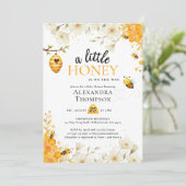 小さな蜂蜜 フラワール ウォーターカラー エレガント ベイビーシャワー 招待状 (スタンド正面)