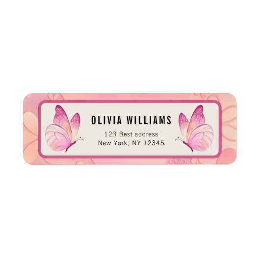 小さな蝶おむつ差出人住所ラベル ラベル (正面)