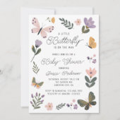 小さな蝶がやってくる！かわいいベビーシャワーのお知らせ 招待状 (正面)