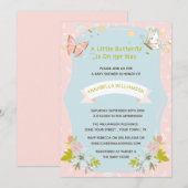 小さな蝶がやってくる ベビーシャワーの招待状 招待状 (正面/裏面)