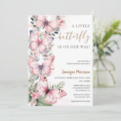 小さな蝶がやってくる！女の子のベビーシャワー 招待状 (スタンド正面)