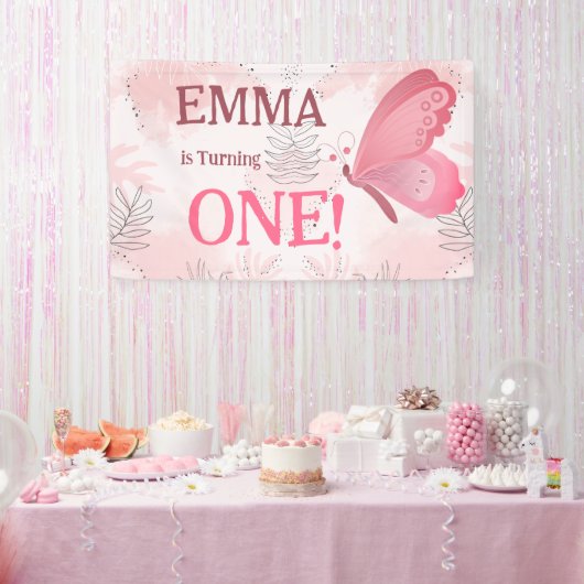 小さな蝶が一つ回っている！バナー 横断幕 (パーティー)