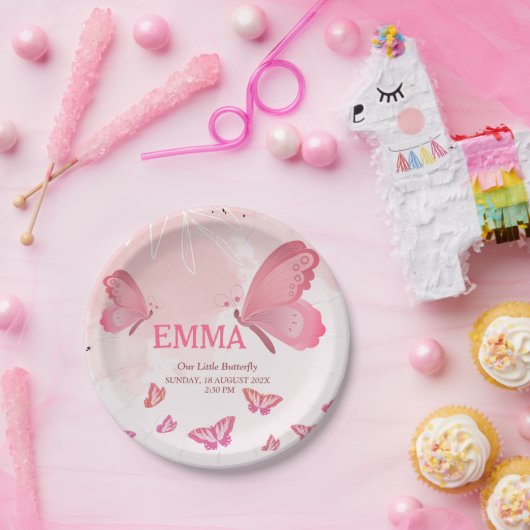 小さな蝶が一つ回る！かわいいパーティープレート ペーパープレート (パーティー)