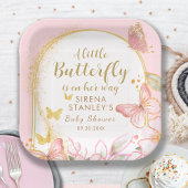 小さな蝶が彼女の方法の女の子の赤ちゃんシャワー ペーパープレート