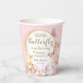 小さな蝶が彼女の方法の女の子の赤ちゃんシャワー 紙コップ (正面)