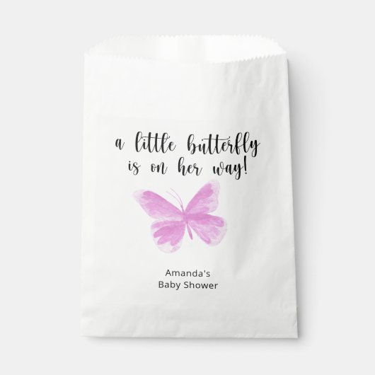 小さな蝶が彼女の途中で赤ちゃんシャワー フェイバーバッグ (正面)