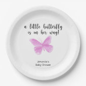 小さな蝶が彼女の途中で赤ちゃんシャワー ペーパープレート (正面)