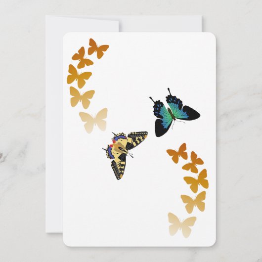 小さな蝶が彼女の道に誕生日 モダン 招待状 (裏面)