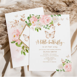 小さな蝶が彼女の道に赤面金ゴールド 招待状