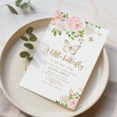 小さな蝶が彼女の道に赤面金ゴールド 招待状