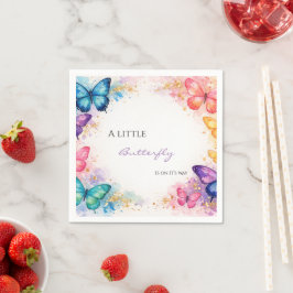 小さな蝶が舞う グリッター ベイビー シャワーの招待状 スタンダードカクテルナプキン