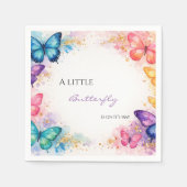 小さな蝶が舞う グリッター ベイビー シャワーの招待状 スタンダードカクテルナプキン (正面)