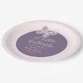 小さな蝶が赤ちゃんのシャワーを途中にある ペーパープレート (アングル)