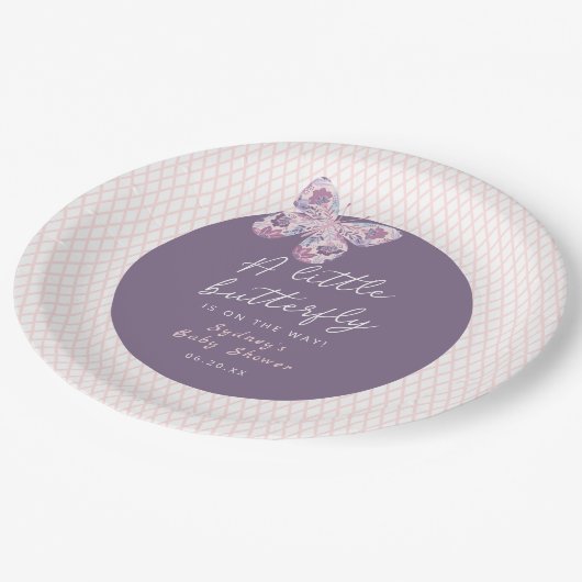 小さな蝶が赤ちゃんのシャワーを途中にある ペーパープレート (アングル)