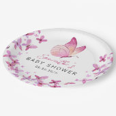 小さな蝶が赤ちゃんのシャワーを途中にある ペーパープレート (アングル)
