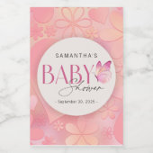 小さな蝶が赤ちゃんのシャワーを途中にある ワインラベル (シングルラベル)