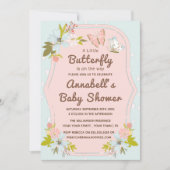 小さな蝶が赤ちゃんのシャワーを途中にある 招待状 (正面)