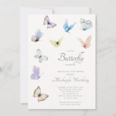 小さな蝶が赤ちゃんのシャワーを途中にある 招待状 (正面)