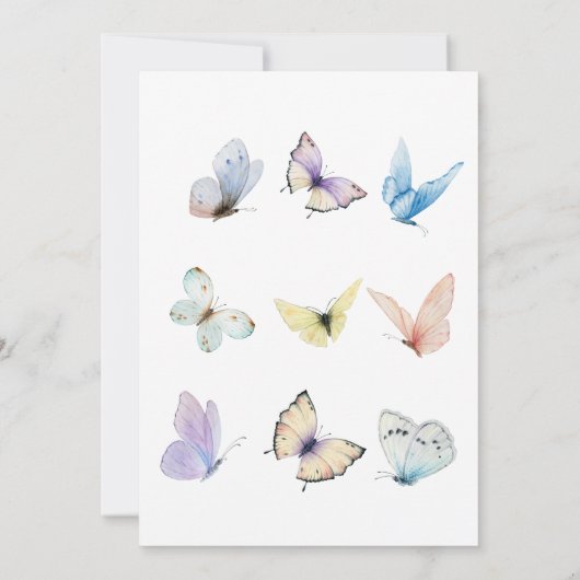 小さな蝶が赤ちゃんのシャワーを途中にある 招待状 (裏面)