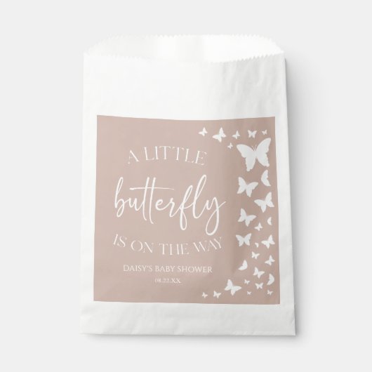 小さな蝶が赤ちゃんシャワーの途中にある フェイバーバッグ (正面)