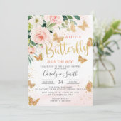 小さな蝶が赤ちゃんシャワーの途中にある 招待状 (スタンド正面)